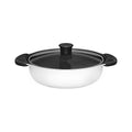 White aluminium alloy two-flavor hot pot with integrated casting and clear glass lid