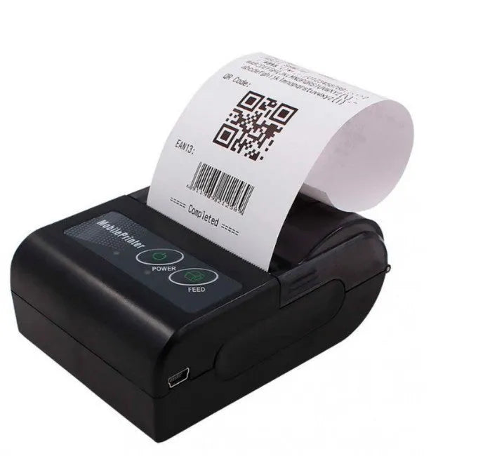 Blue plastic portable Bluetooth thermal printer for convenience store bill printing with UK EU US plug options