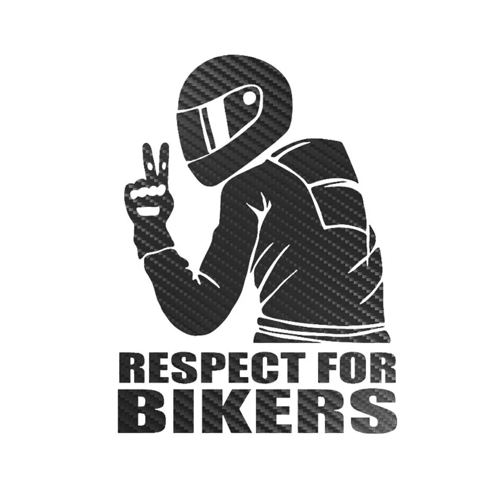 Respect For Bikers motorcycle sticker measuring 15x11cm in reflective silver colour