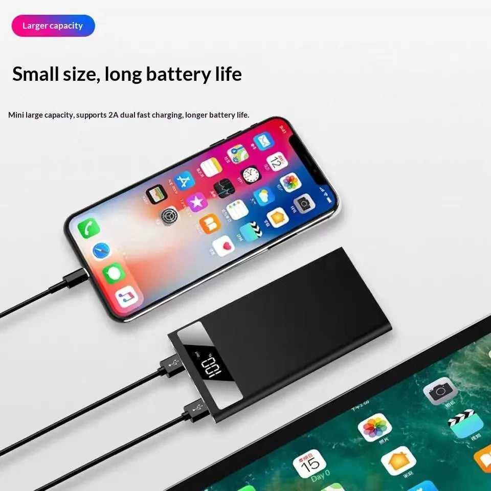 Ultra-thin 20000mAh alloy power bank power display USB charging six colours