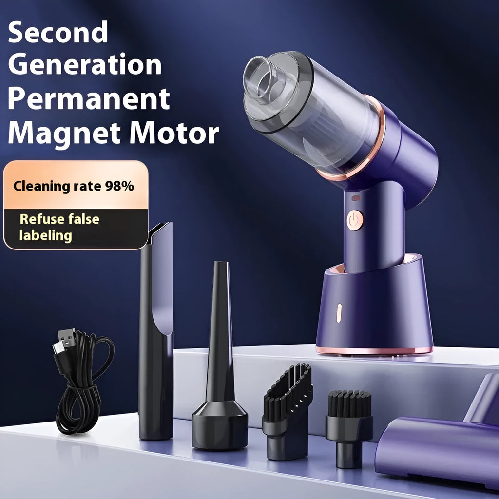 Wireless handheld car cleaner in Moran Blue with nozzle and water absorption function