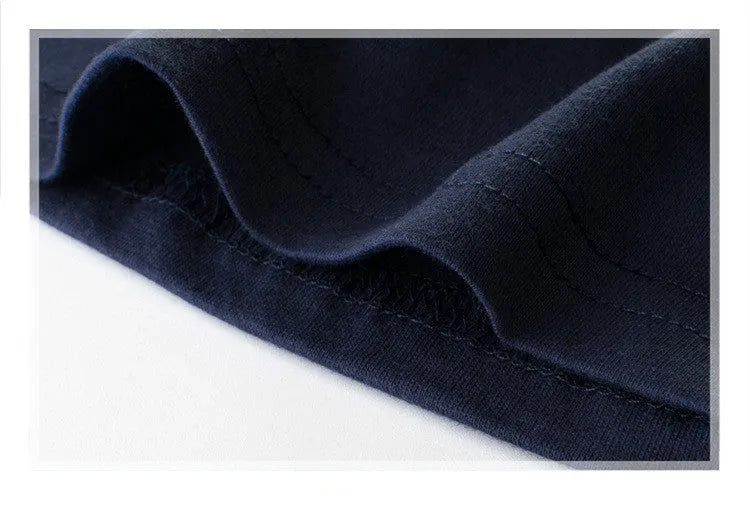 Royal Blue boys' short sleeve cotton T-shirt on a hanger, Korean style.