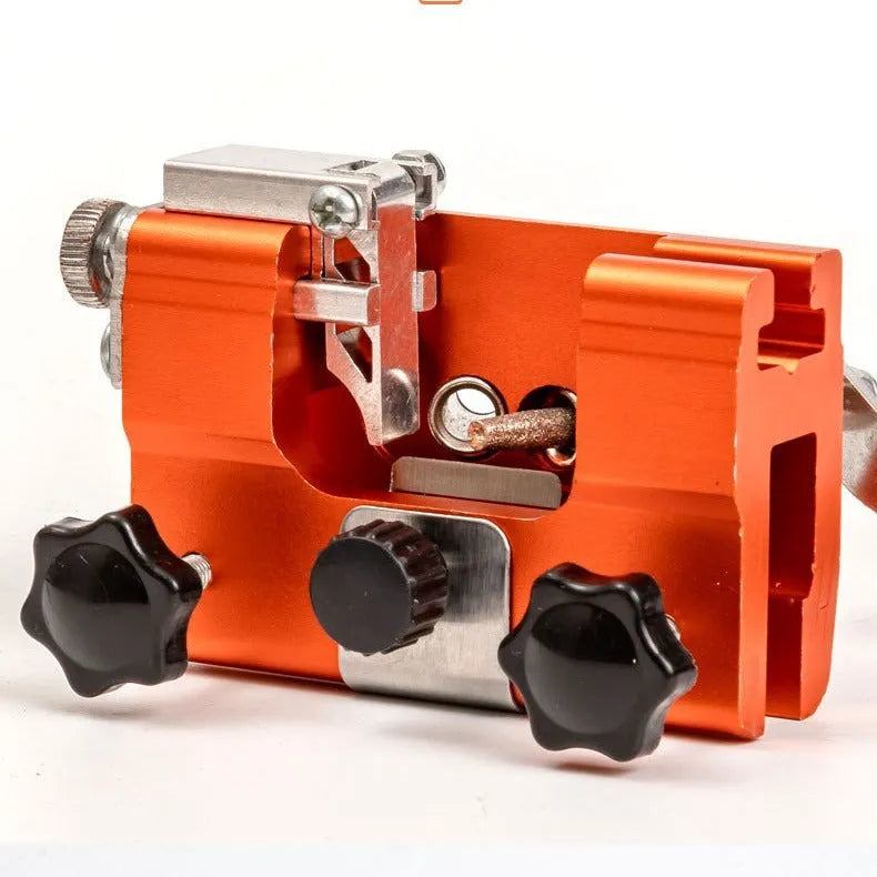 Hand-cranked chain sharpener with silicon carbide grinding head, handle diameter 6, for manual chainsaw chain sharpening