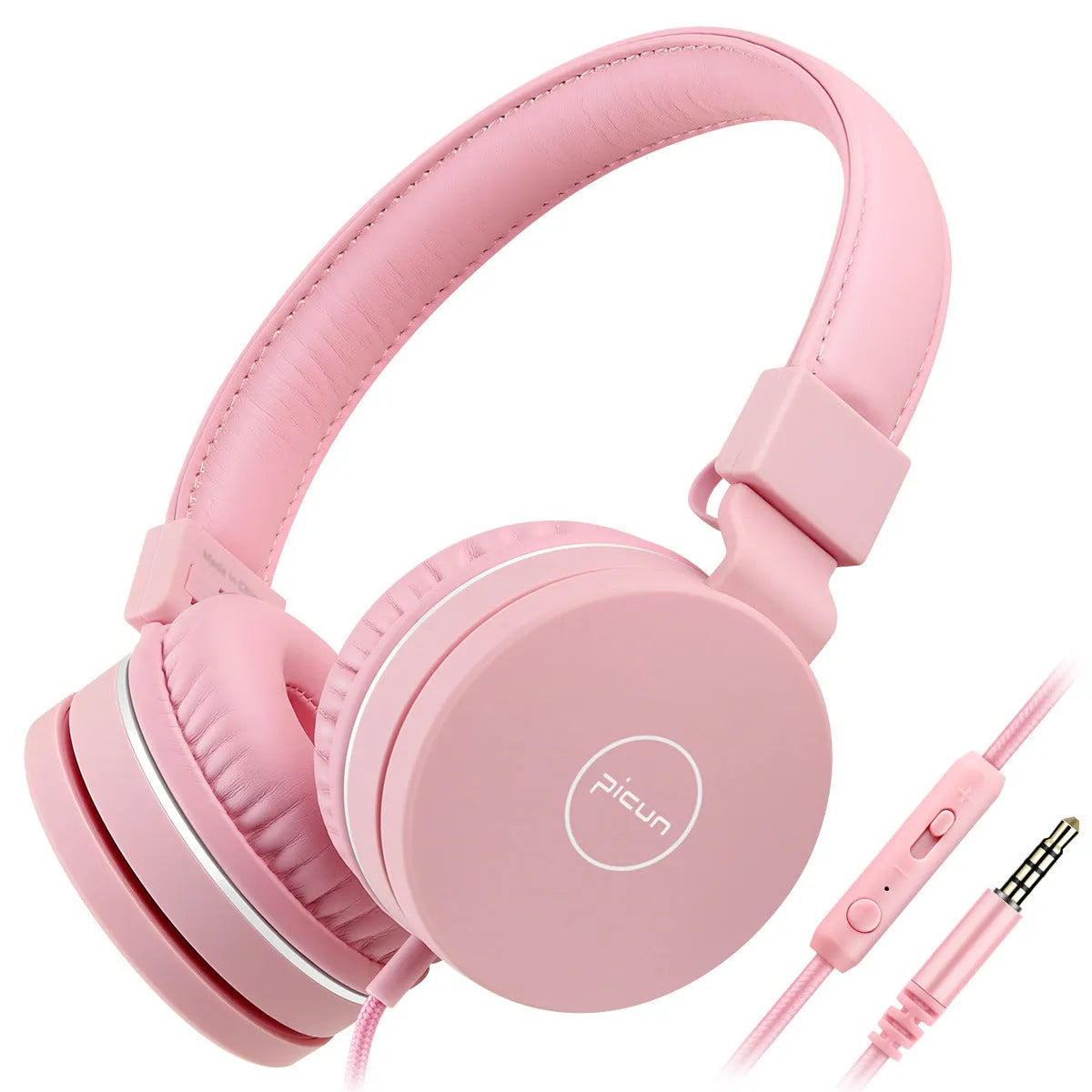 Bengoo C30 wired on-ear headphones in mint green with a braided cable and 3.5mm plug.