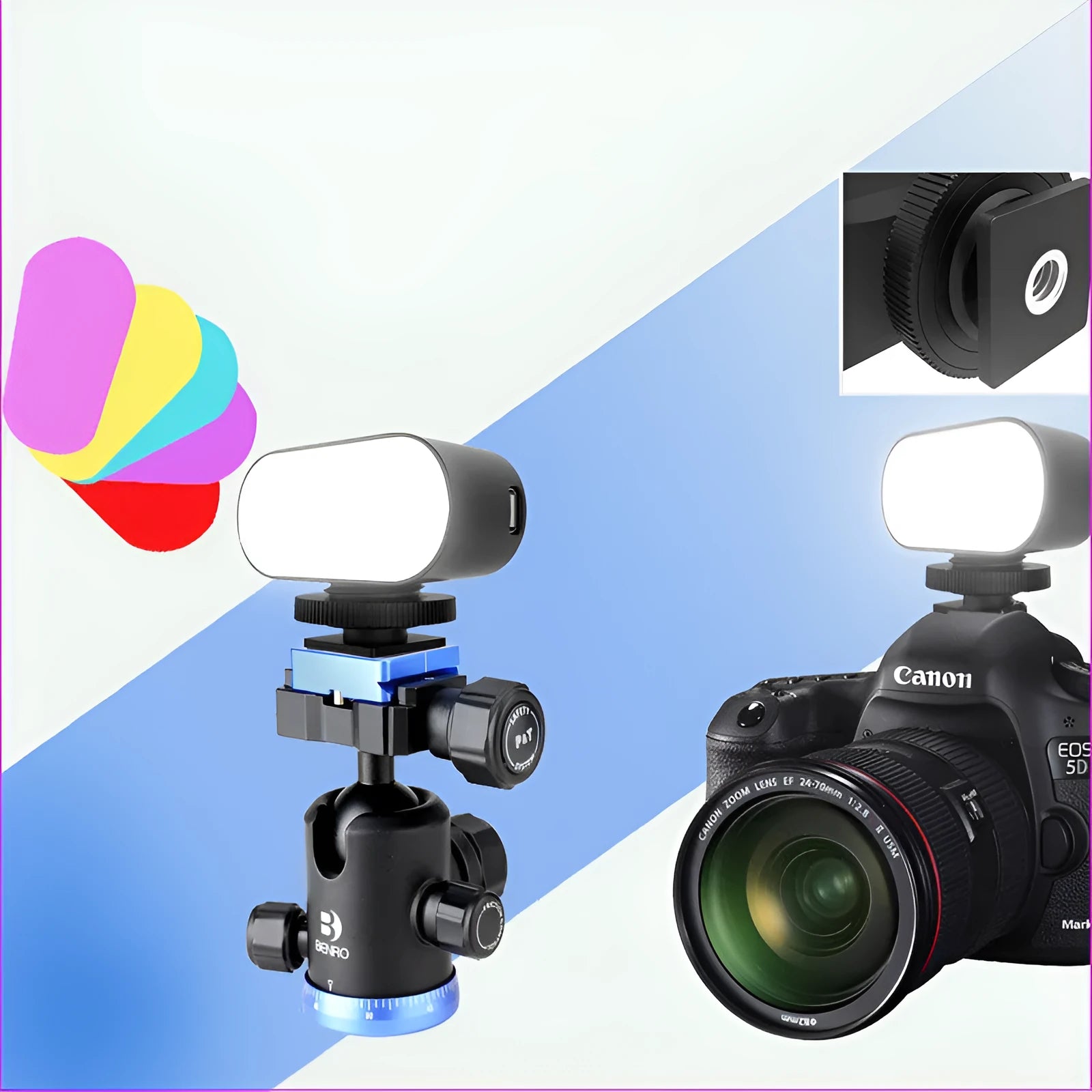 ST-30 black mobile phone fill light with adjustable brightness and six colour palettes for photography