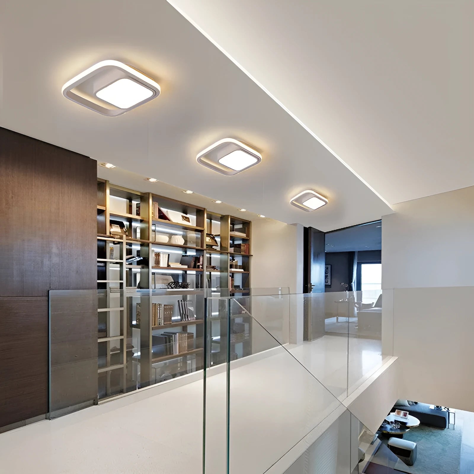 Commercial corridor aisle lights in black double semicircle or white double circle designs with remote control