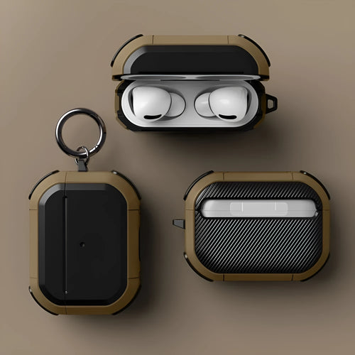 Black AirPods protective shell case for AirPods 1, 2, and Pro models on a white background.