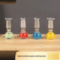 7cm coloured glass tobacco pipe trumpet holder in geometric shape