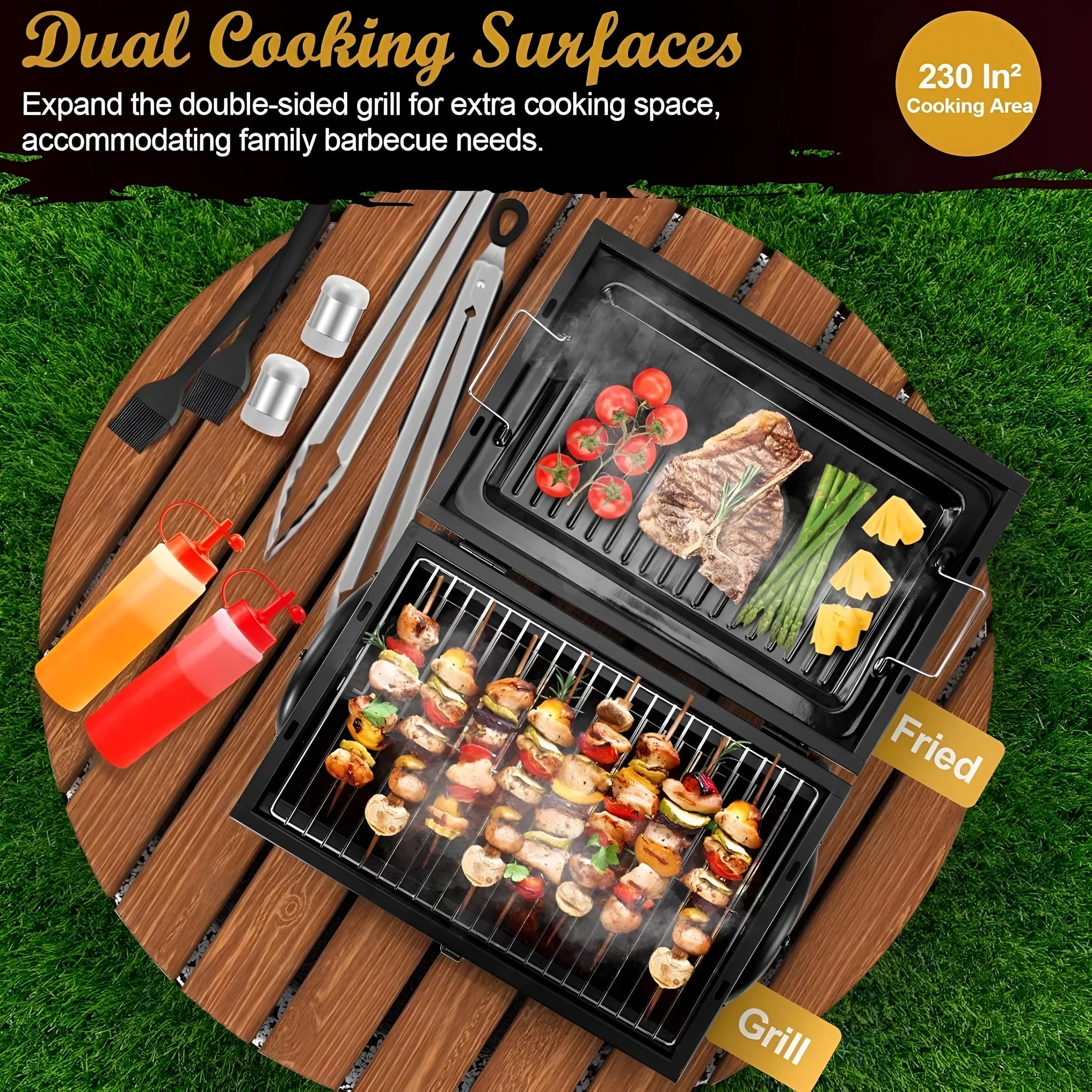Small folding desktop charcoal barbecue smoking device with grill.