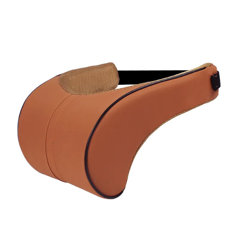 Memory foam car cushion headrest lumbar support pillow with leather cover in neutral colours