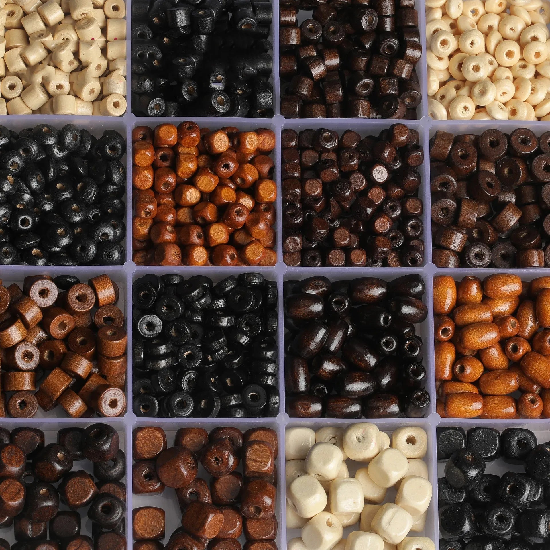 Mixed colour vintage solid wood beads in a 10g pack for DIY jewellery making.