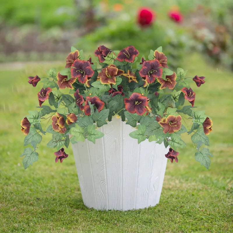 Plastic artificial flower with fork base in European courtyard design for outdoor garden display