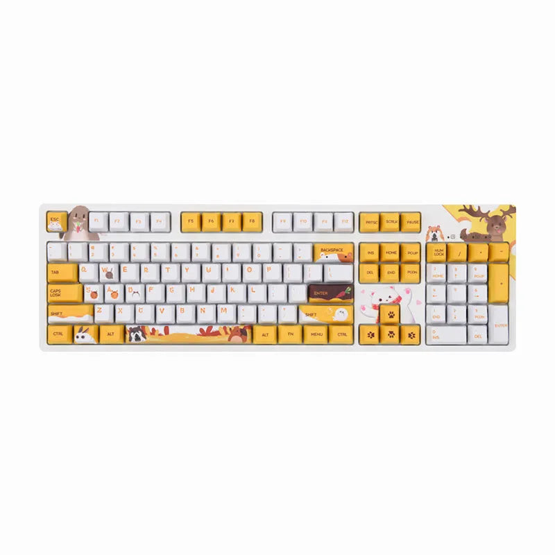 Black wired mechanical keyboard with 104 keys, Cherry key caps, PBT key caps and 1.8m five-core wire