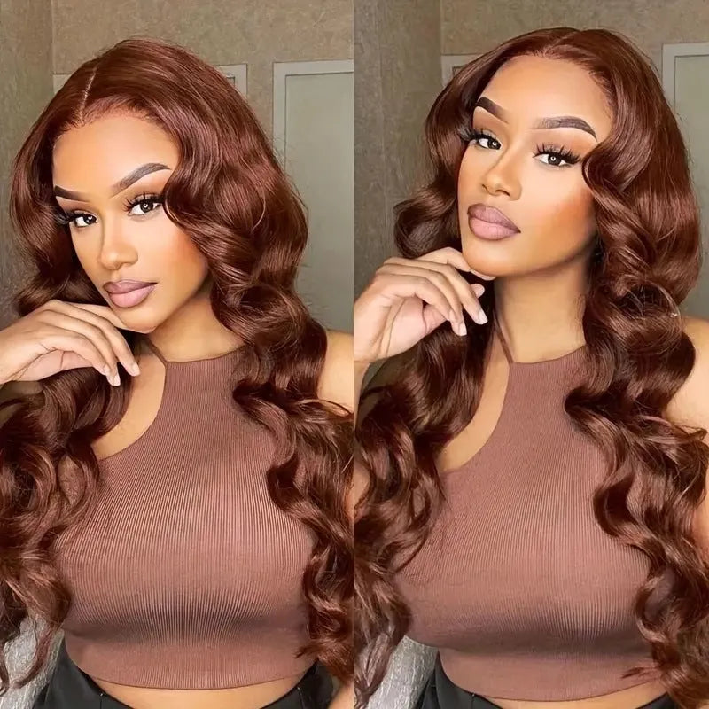 Women's long curly dark brown front lace wig with side bangs style