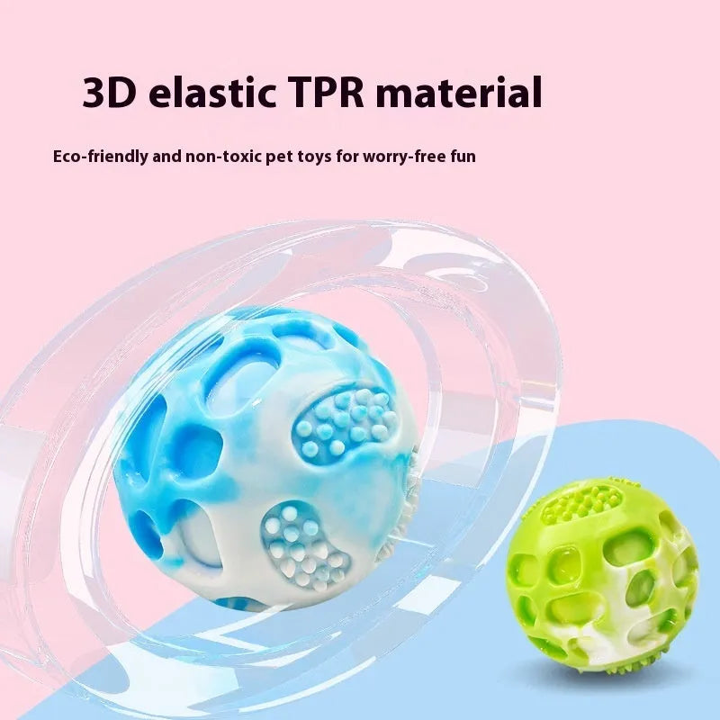 Blue TPR dog bite-resistant molar chew ball on white background