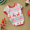 Pet clothing for cats and dogs in white moose design polyester fabric, shown on a white background