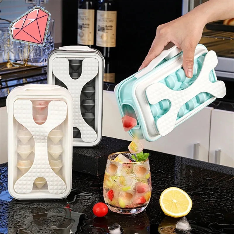 Portable silicone ice ball mould and water bottle with diamond curling design in light grey colour