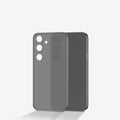 Ultra-thin transparent Samsung phone case with frosted PC finish, all-inclusive border, and bracket in translucent white or black.
