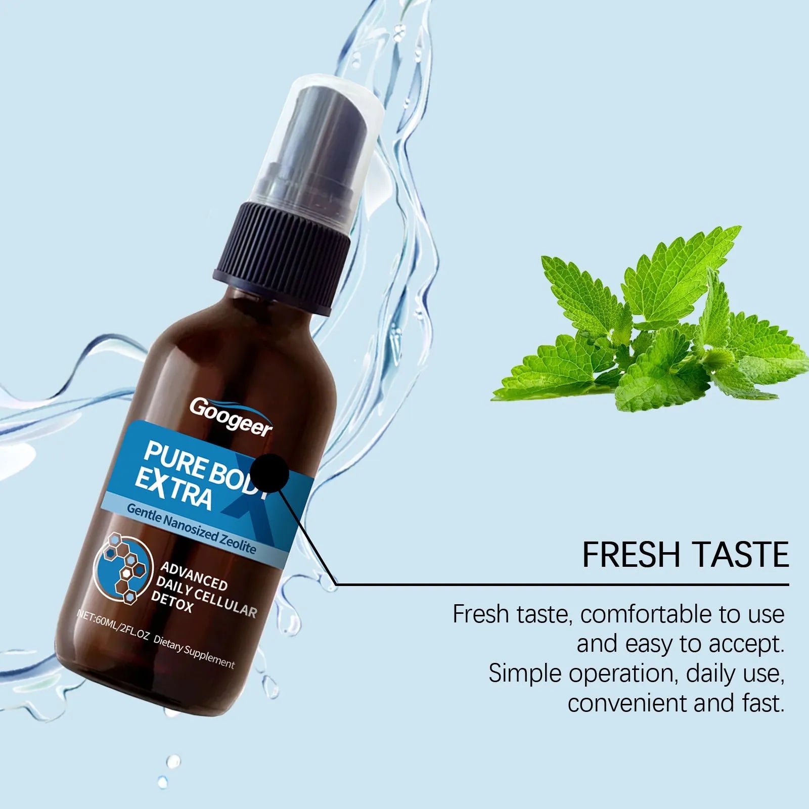 Googeer Body Care Oral Spray bottle, 60ml net content, body treatment product