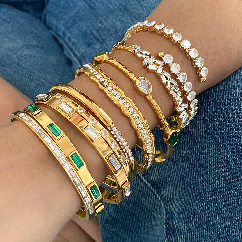 European and American stainless steel zircon bracelet electroplated colour JDB201271