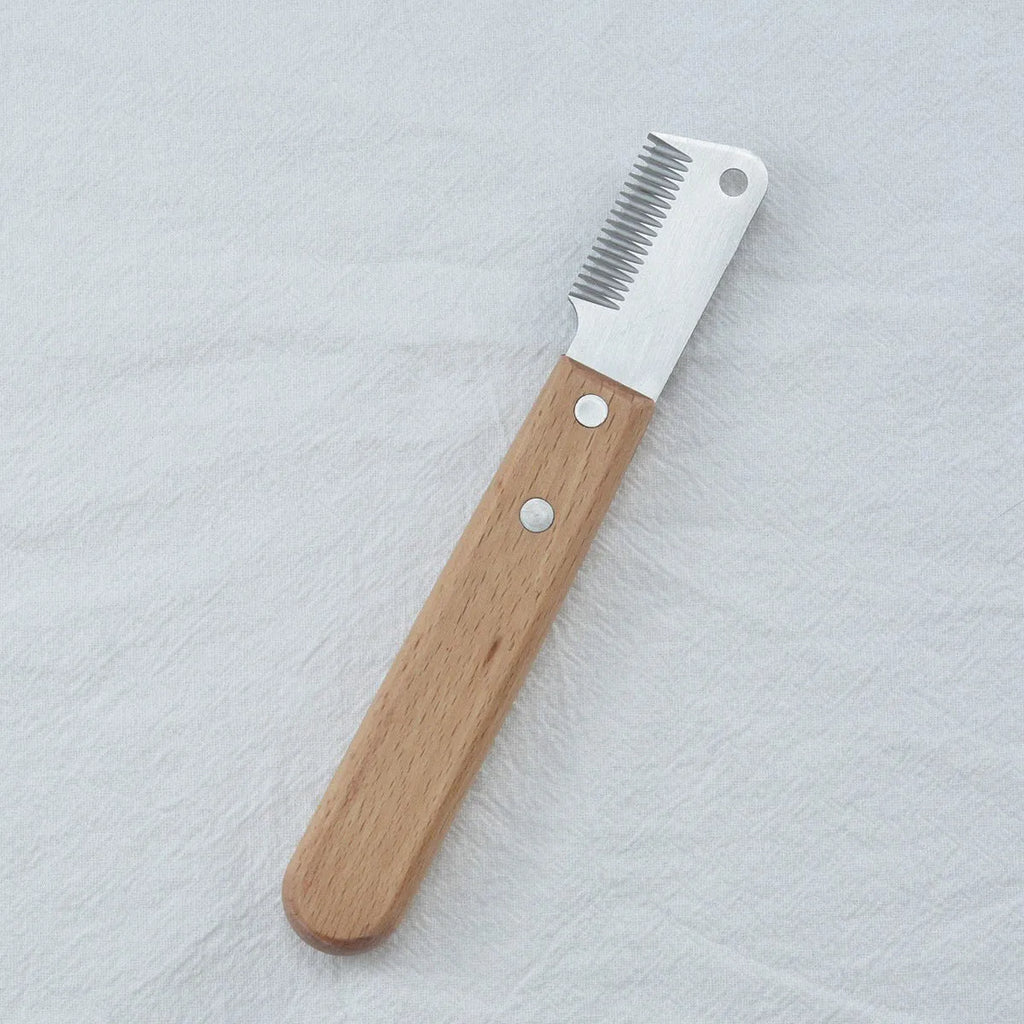 Pet stripping comb grooming tool with wood handle for dogs and cats