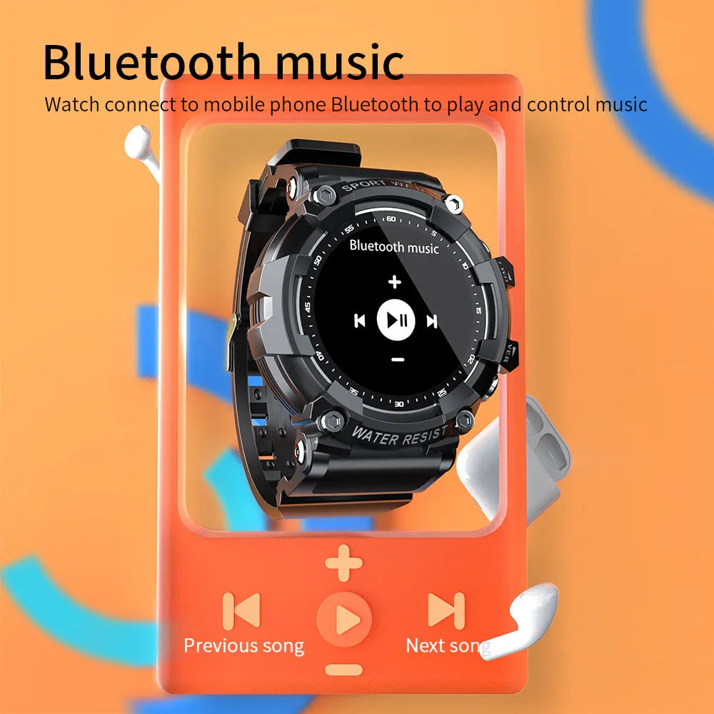 IP67 waterproof smart Bluetooth sports watch with round display on TPU strap