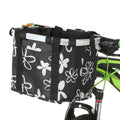 Folding car basket bag with aluminium alloy frame and Oxford cloth, shown in black and patterned colour options.