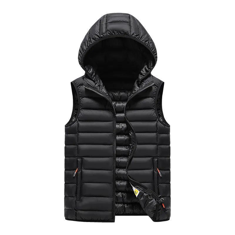 Men's Korean slim trendy vest in black, thick polyester with cotton filling, slim fit, casual style