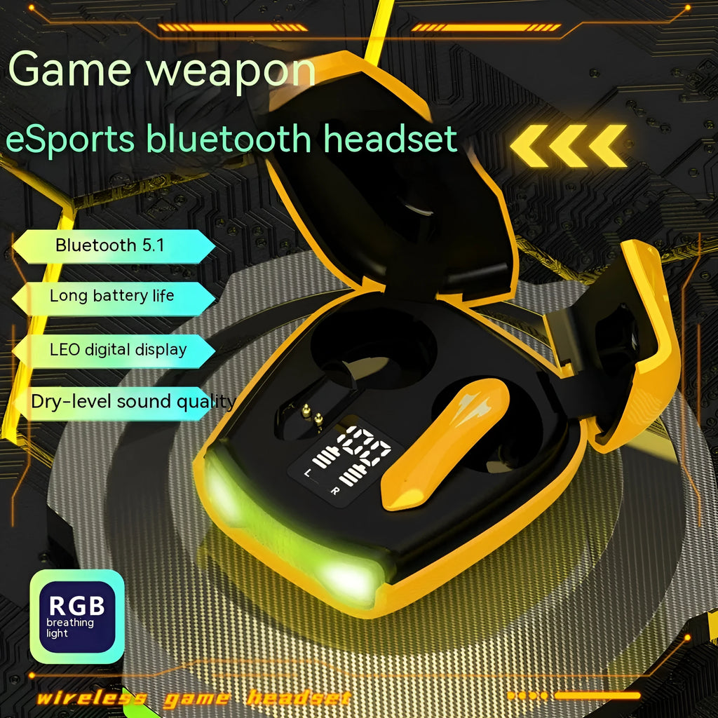 New wireless binaural TWS Bluetooth headset with digital display, black ABS earplugs, touch controls