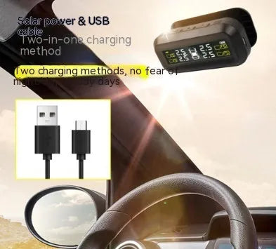 Solar-powered wireless car tyre pressure monitoring system with colour screen display and four tyre sensors