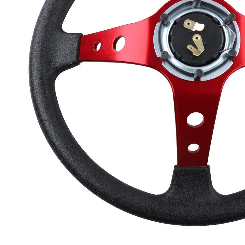 Car modified general PU steering wheel in black, 70mm hole spacing, 35.2x35x10.5cm