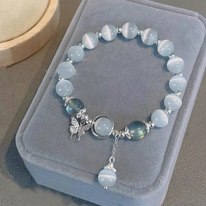 Electroplated opal beaded bracelet for women with diamond-shaped beads in various colours