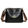 Brown PU cross body messenger bag with multiple compartments and sandwich pocket design