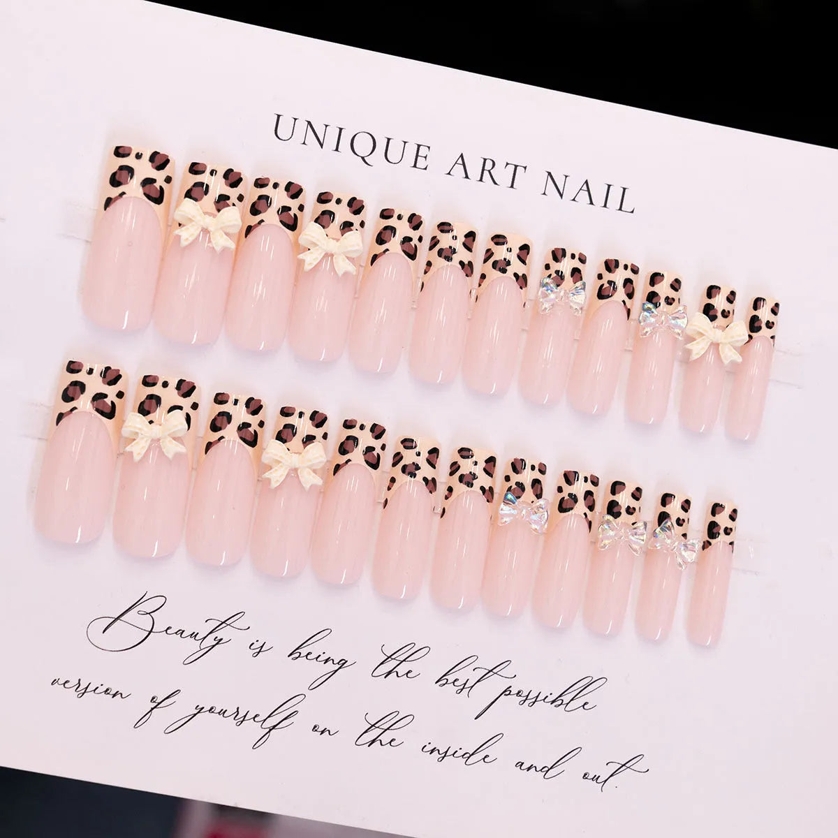 Leopard print butterfly wing design artificial fingernails set WM296 colour ladies manicure kit