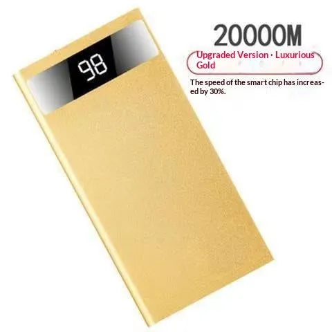 Ultra-thin 20000mAh alloy power bank power display USB charging six colours
