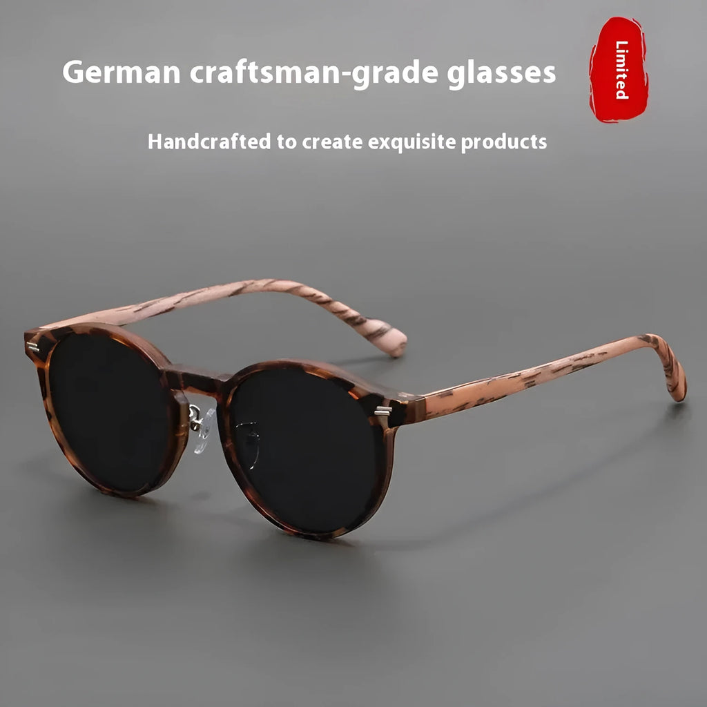Retro frosted round rim sunglasses in multiple colour options with pattern designs