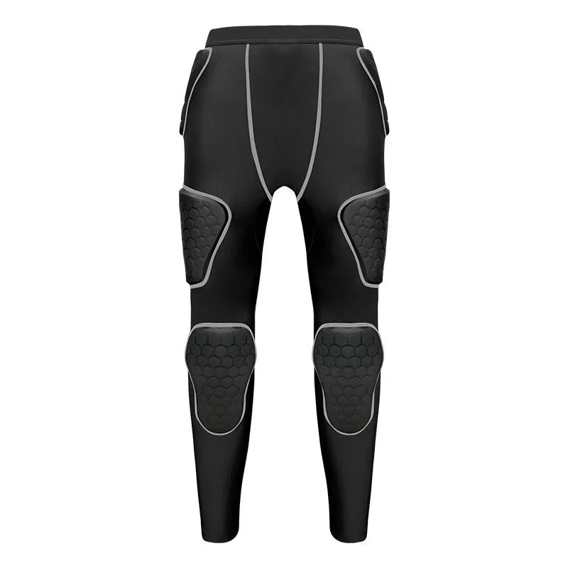Knee anti-collision compression pants in black with black line for adult sports training