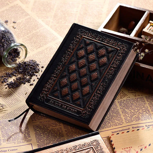 Embossed faux leather A5 notebook in bronze colour with thick 192-page refillable writing pad