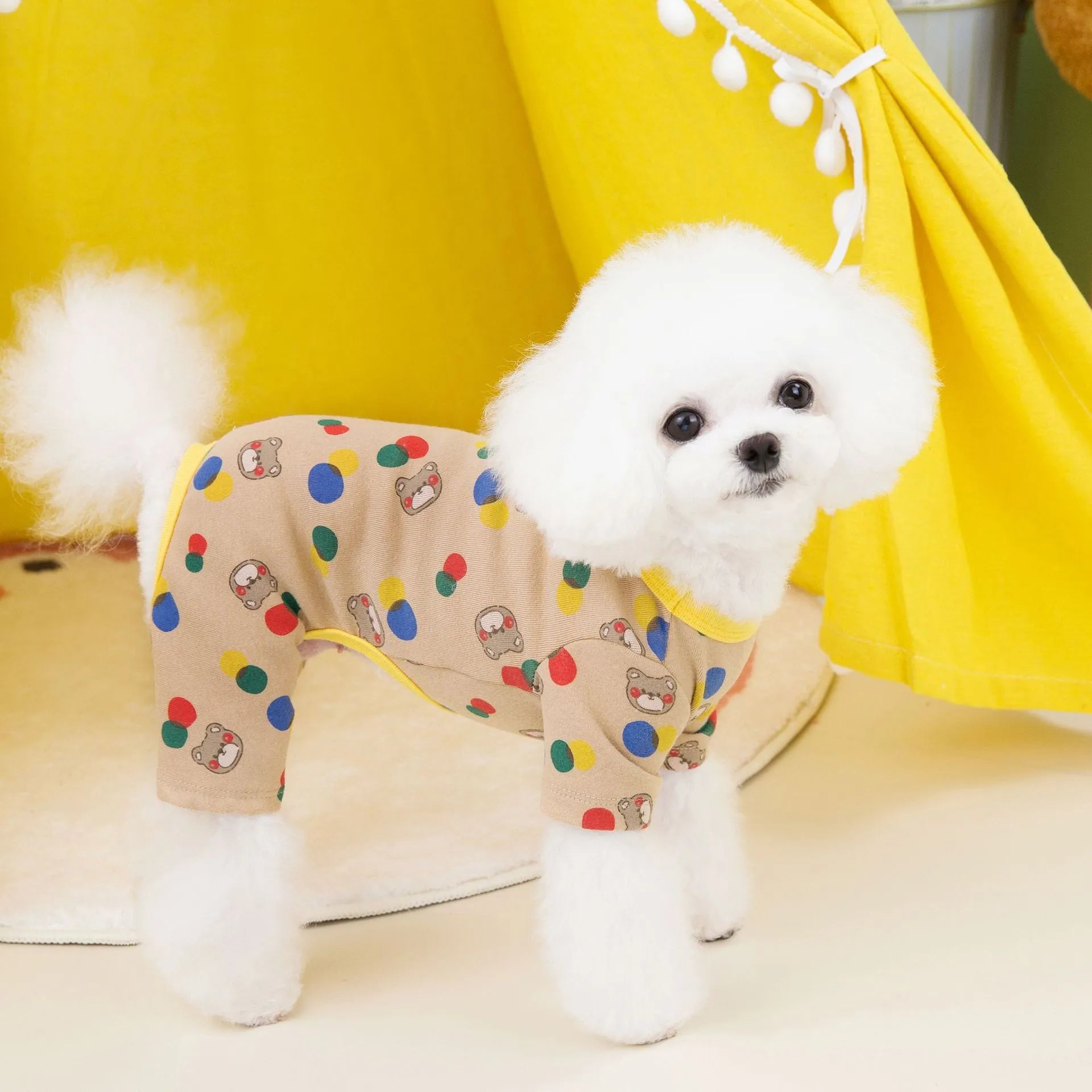 Beige casual dog jumper sweater for pets in multiple sizes
