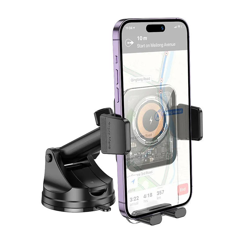 Black car mobile phone bracket magnetic wireless fast charger dashboard fixed support with anti-shake for 4.5-7.0 inch phones