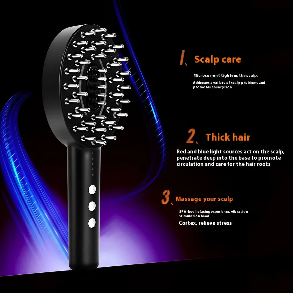 KD3802 black handheld scalp massage device with charging cable