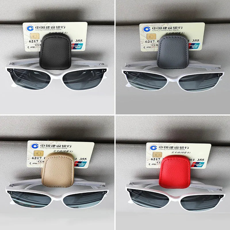 Universal car sunglasses holder with clip for sun visor attachment in four colour options