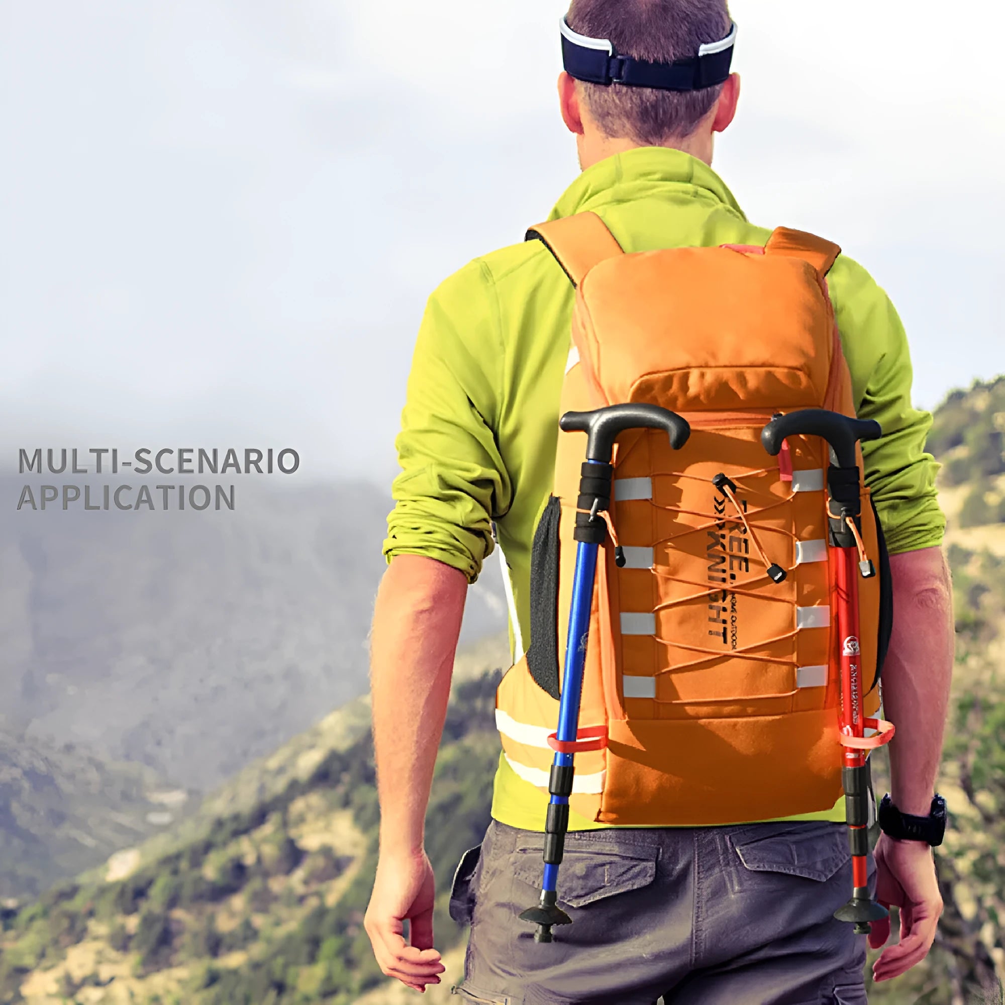 Unisex 40L outdoor backpack in 900D Oxford cloth for hiking and cycling, colour blue