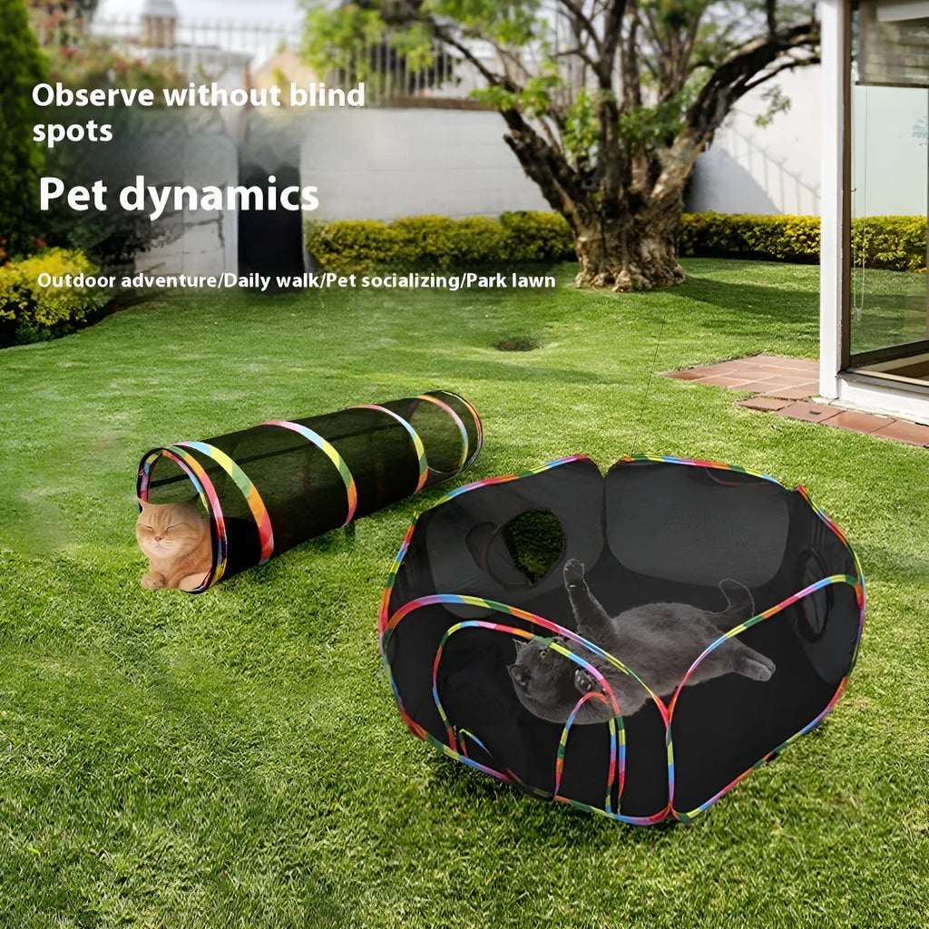 Foldable mesh cat roll cage in various configurations including squares, tent, and hexagonal designs