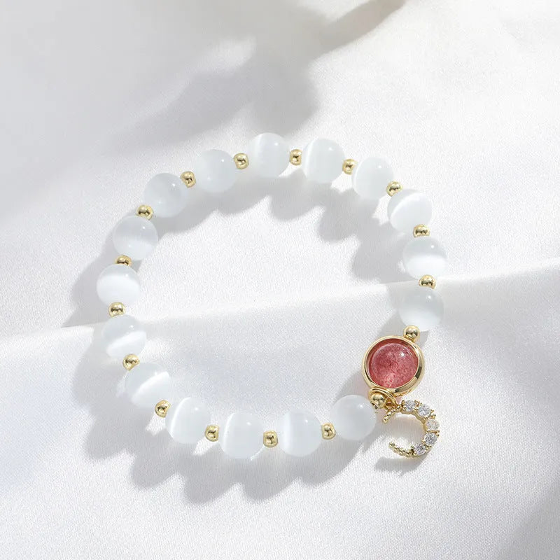 Electroplated opal beaded bracelet for women with diamond-shaped beads in various colours