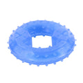 Freezable non-toxic dog cooling chew toy in bone and circle shapes.