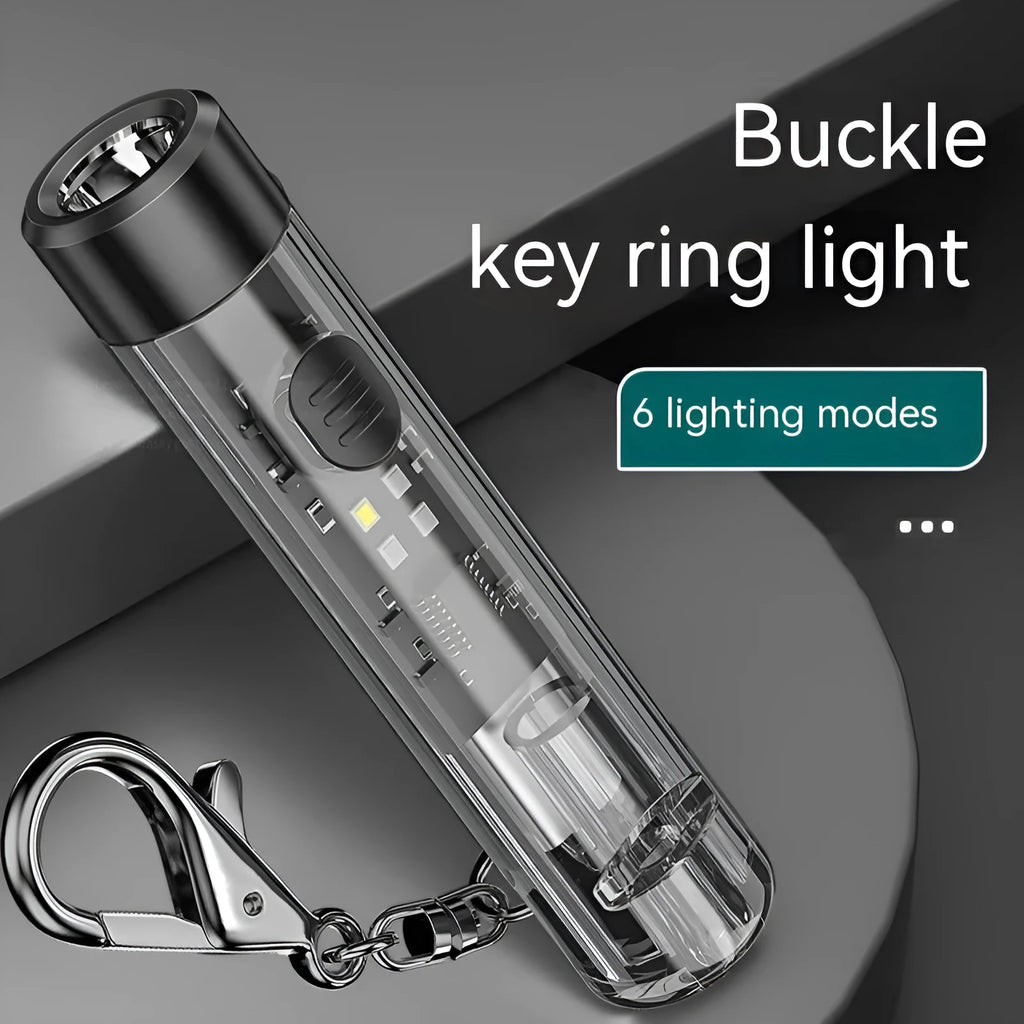 Black plastic USB rechargeable portable flashlight with charging cable