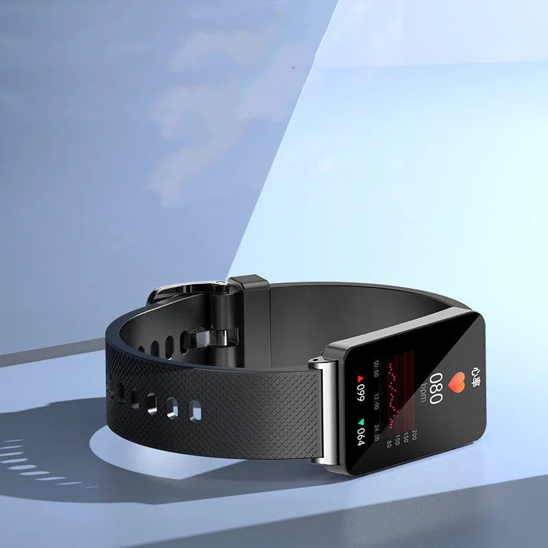 EP08 Smart Bracelet blood glucose monitor in black, gold, or silver with TPU strap