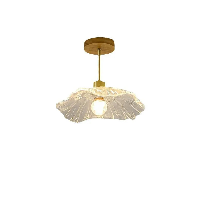 Japanese style log walnut brass ceiling lamp for entrance hallway