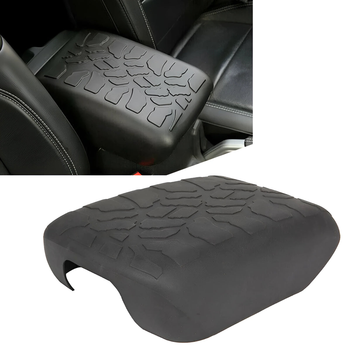 Black rubber central armrest pad for Jeep Wrangler JK JKU 2015-2018 interior centre console